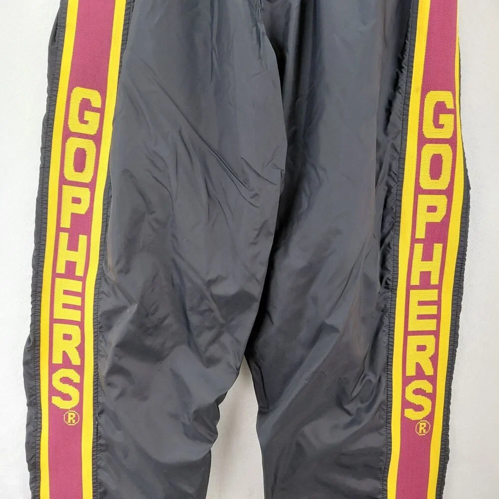 VTG Minnesota Gopher Zubaz Track Sweatpants Men L Black Nylon Spellout Ankle Zip - Picture 3 of 11